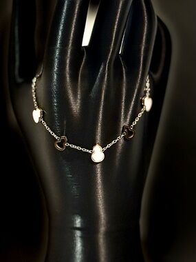 Delicate Gold Charm Bracelet - White Accents